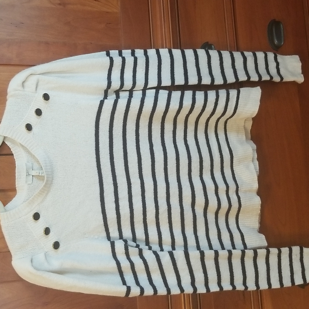 Nautical Joie sweater, high shoulder striped wool and cashmere blend size S